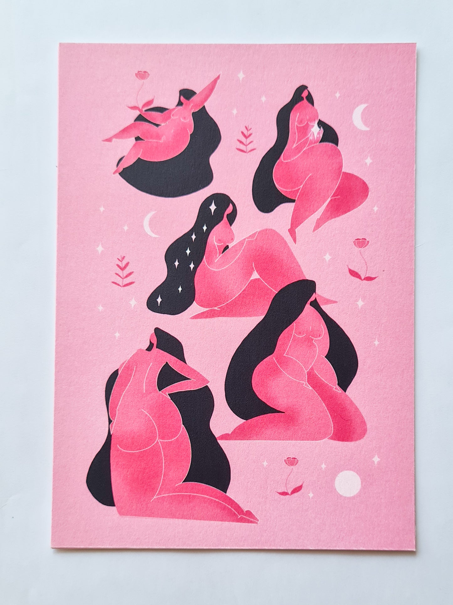 Heavenly Bodies - Pink, 5" x 7" print - Woman Create