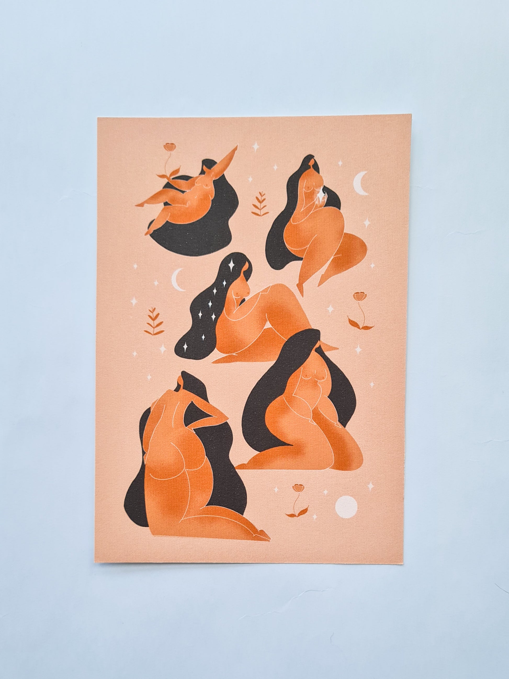 Heavenly Bodies - Brown Skin, 5" x 7" print - Woman Create