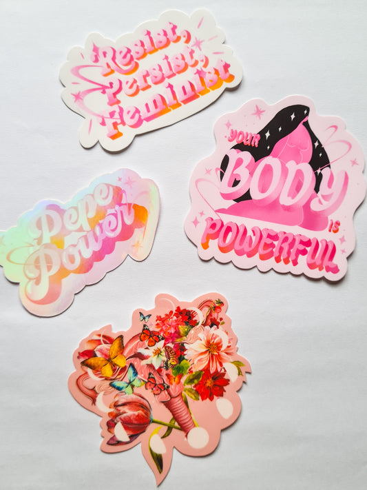 PINK FEMINIST POWER sticker set - Woman Create