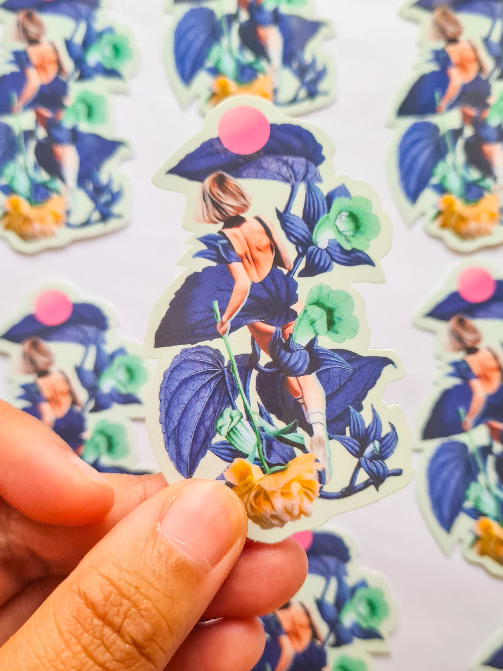 Botanical Dreams collage sticker - Woman Create