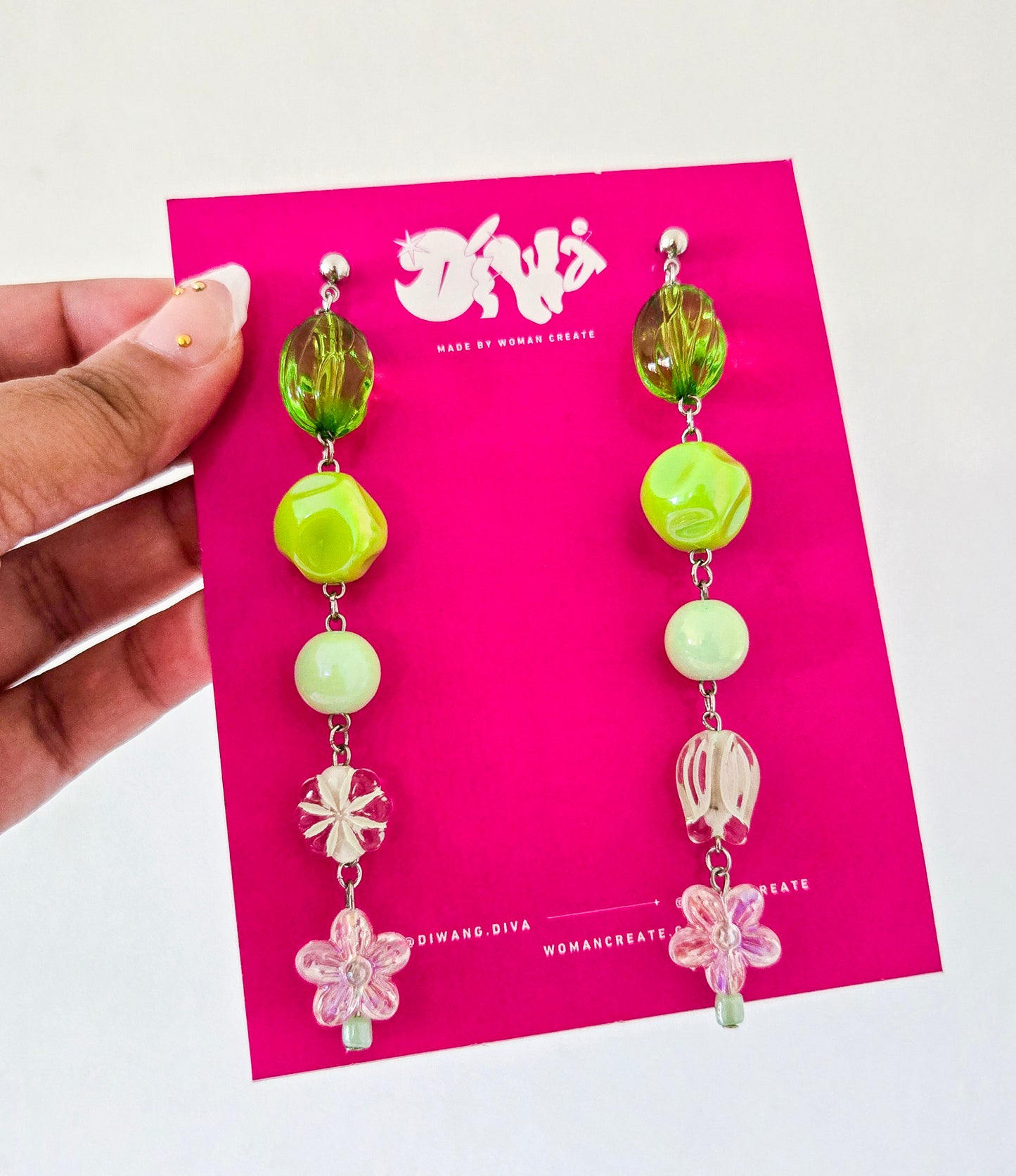 Green Charm Drop Earrings
