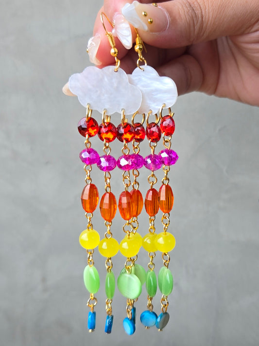 Rainbow Cloud Curtain Earrings