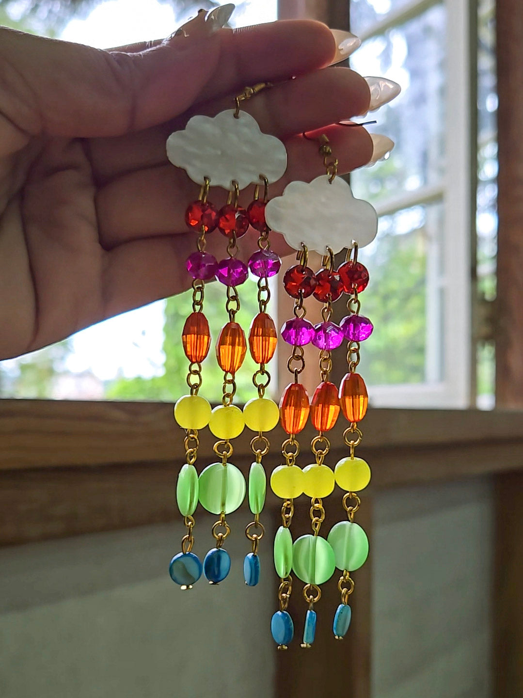 Rainbow Cloud Curtain Earrings