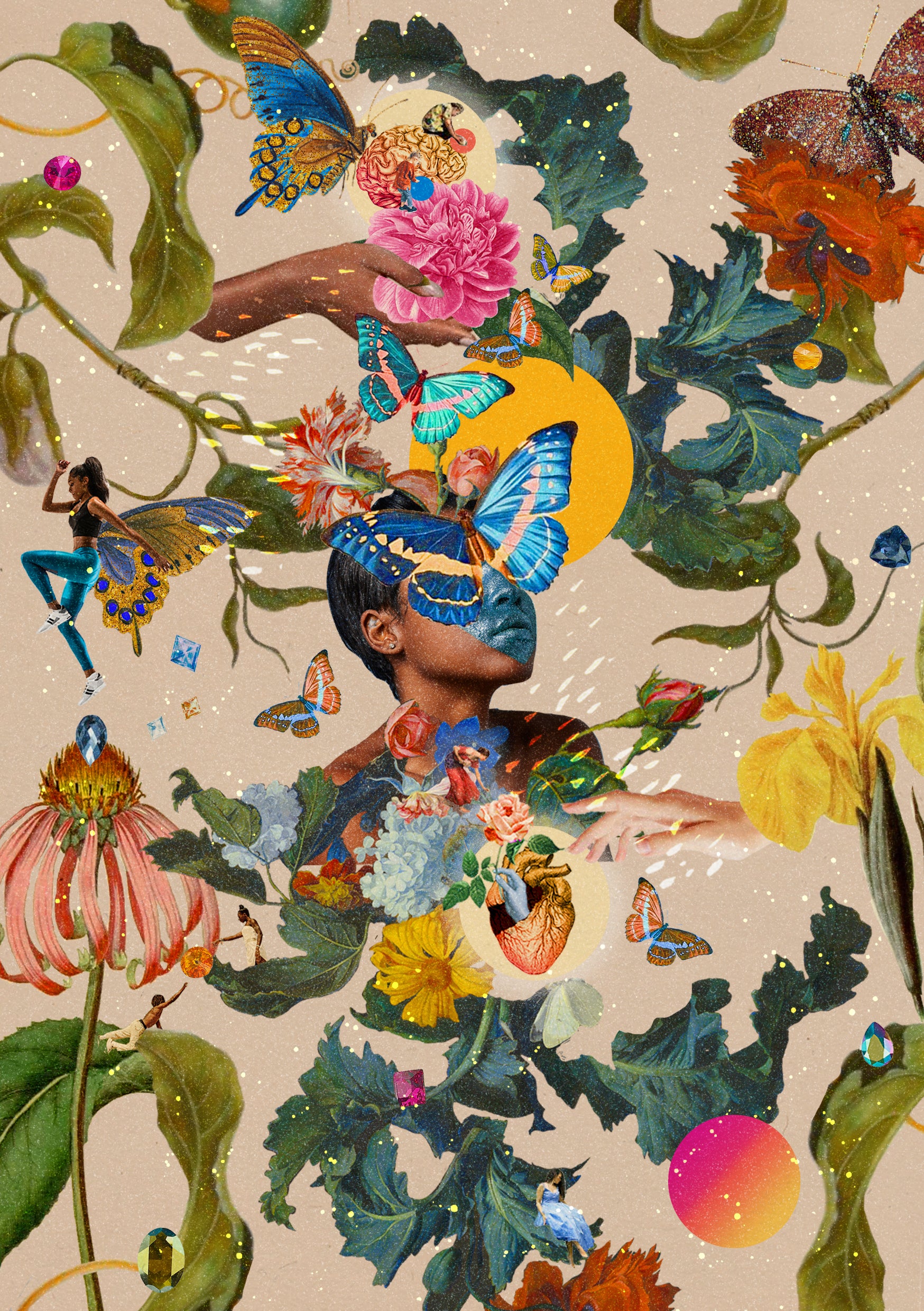 Nurturing Mind and Heart, 5” x 7” / A5 collage art print - Woman Create